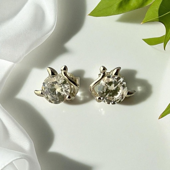 Jewelry - NWT Sterling Silver Mini Devil Stud Earrings w/CZ Accents
